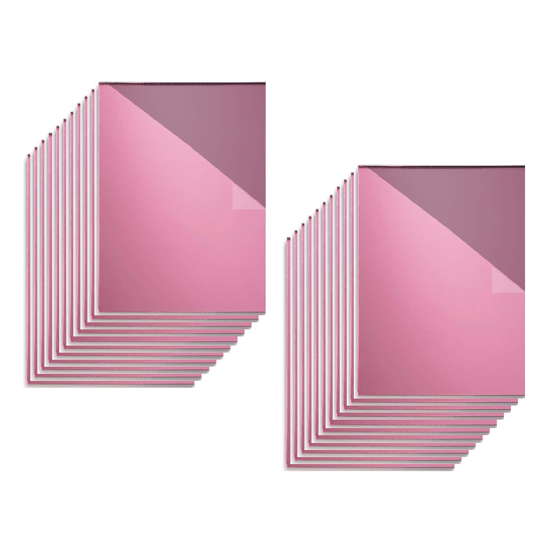 Acrylique Cast 8''x24''  (1/8'' - 3mm) - Paquet de 22 feuilles - Miroir Rose