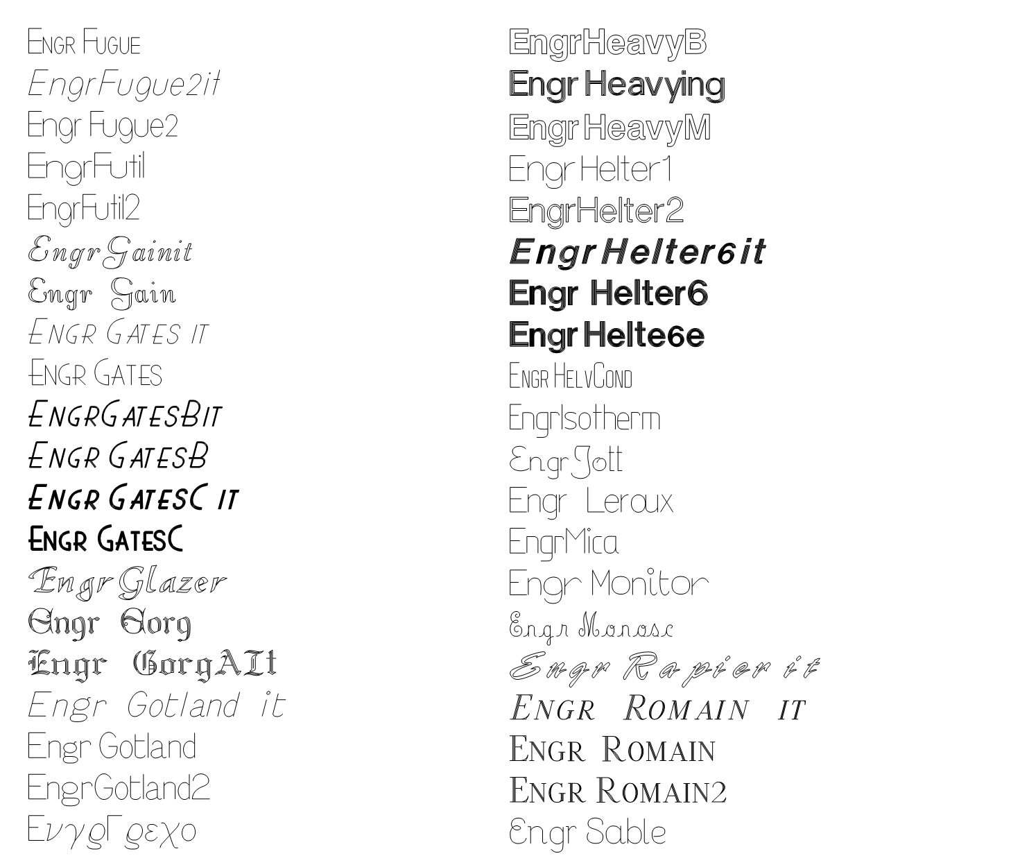 104 high-quality fonts for engraving preview 2