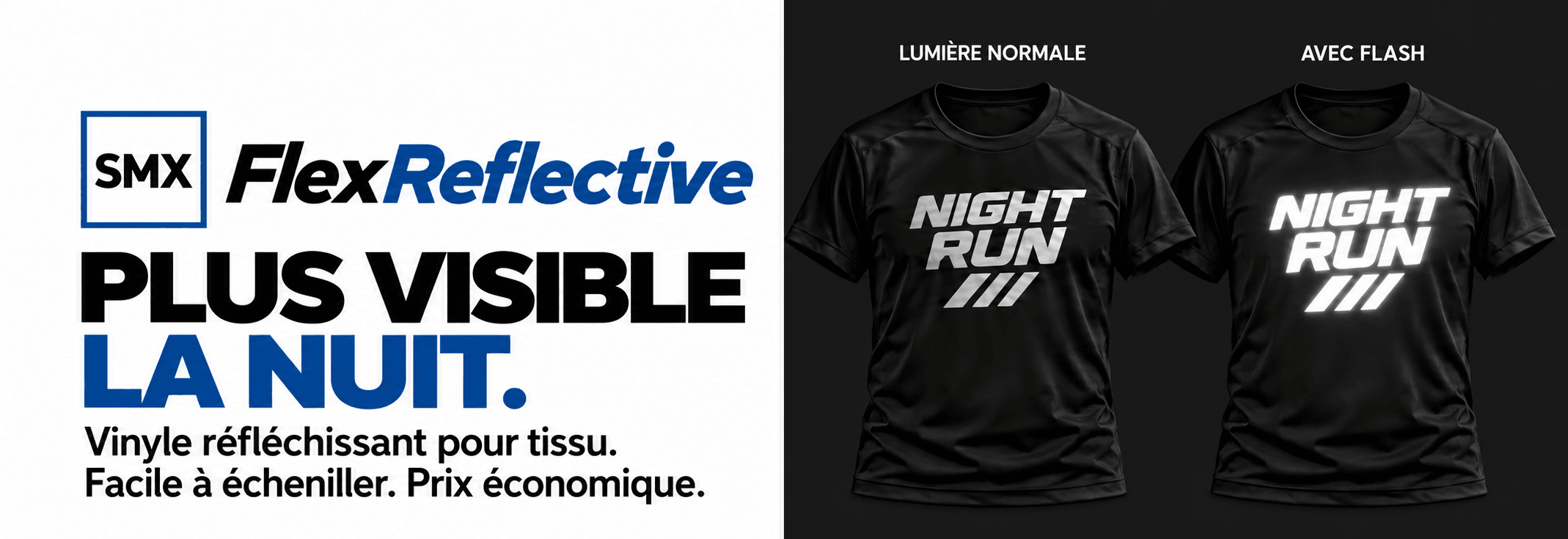 SMX HTV FlexReflective - Plus visible la nui. Vinyle réfléchissant pour tissu. Facile à écheniller. Prix économique.