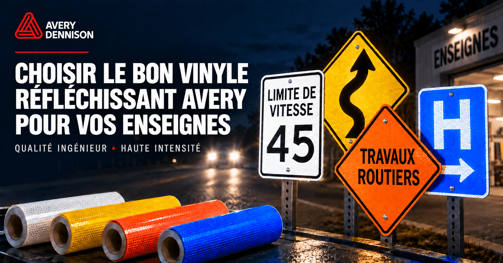 Choisir le bon vinyle rétroréfléchissant Avery pour vos enseignes