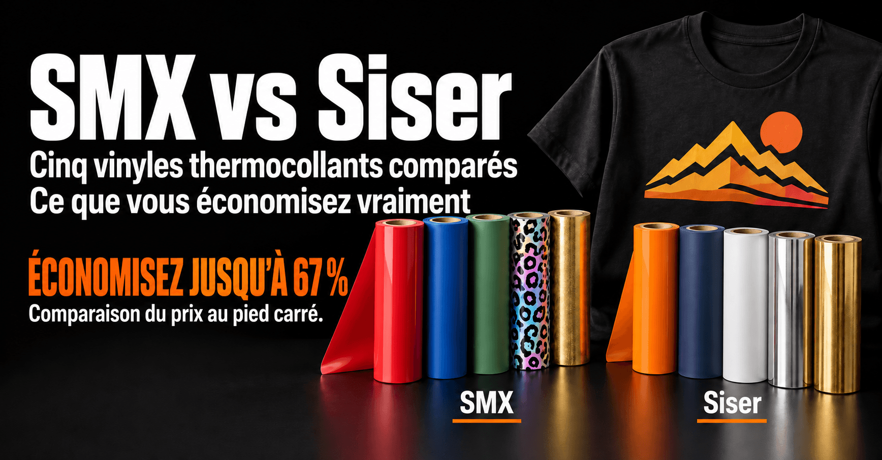 SMX ou Siser&nbsp;: cinq vinyles de transfert à chaud comparés, et ce que vous économisez vraiment
